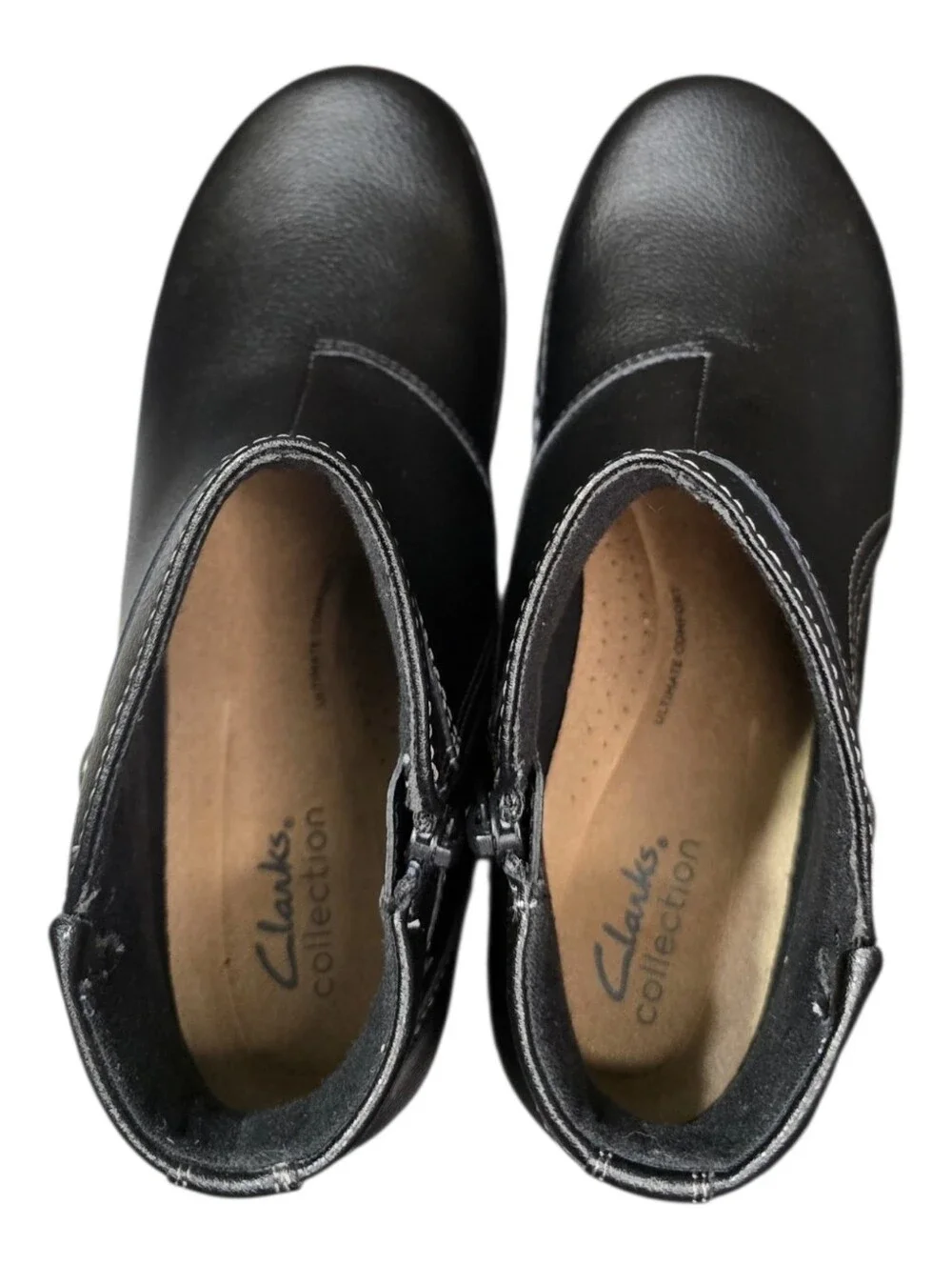 Clarks Collection Ashland Mabel Black Tumbled Leather Ankle Boots